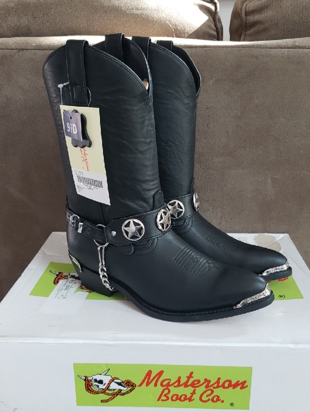 Masterson Boot Co. Western Boots with Concho Harness Mens 9.5D Black RB919